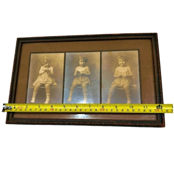 Antique Framed Matted Photo Series Little Girl 3 Sepia PICs Griffin Studio 12x8 - Picture 11 of 12